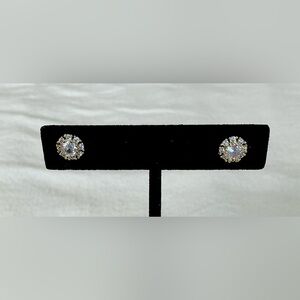 Elegant Italian Gold Plated Stud Earrings w/crystals, NWOT